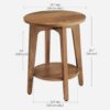 Round Two Tier Side Table Nightstand with Wooden Legs