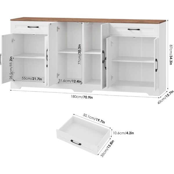 3 Large Farmhouse Sideboard Buffet Cabinet with Barn Doors Storage Shelves