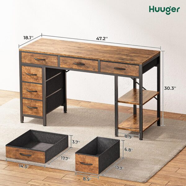 3 Reversible Computer Desk with Drawers Shelves Storage Gaming Workstation