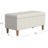 Cream Chevron Woven Storage Bench Decorative Upholstered Seating