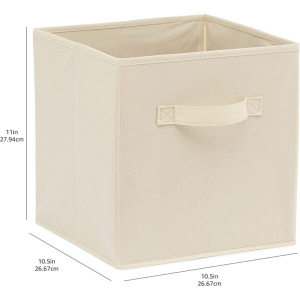 Collapsible Fabric Storage Cubes with Handles Sturdy Organizer Beige