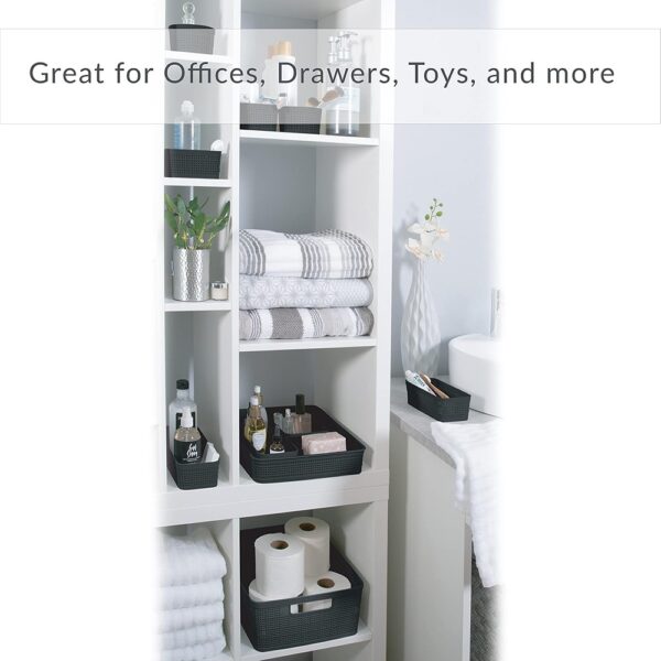 3 Square Storage Bins Set Multipurpose Organizer Baskets for Small Items