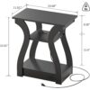 Black End Table Set with Charging Station USB Shelf Storage