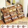 Long Dresser TV Stand Eleven Drawer Storage with LED Power Shelves