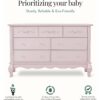 4 Dusty Rose Double Dresser Seven Drawer Bedroom Storage Cabinet