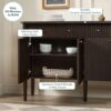 Modern Fluted Wood Sideboard Buffet Storage Cabinet Dark Brown Oak