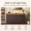 Modern Sideboard Buffet Cabinet with LED Power Storage Four Doors