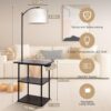 Floor Lamp Side Table with Charging Station and Shelves