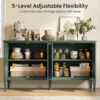 Vintage Sideboard Buffet Cabinet with Storage Adjustable Shelves Green