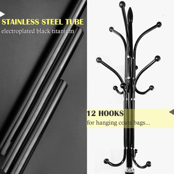 Metal Coat Rack Stand with Marble Base Twelve Hook Organizer