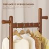4 Solid Wood Coat Rack with Wheels Shelves Hooks Freestanding Organizer