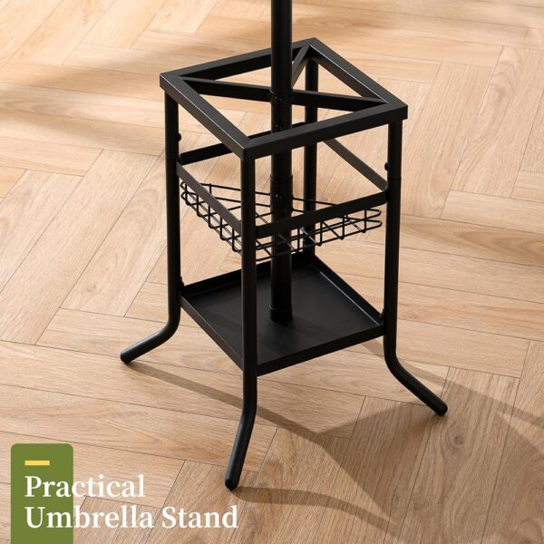 4 Metal Coat Rack Stand with Hooks Umbrella Holder Freestanding Organizer