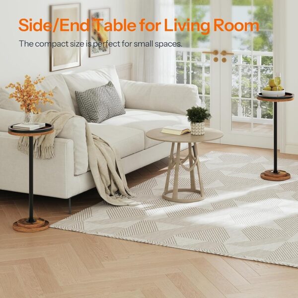 Small Round Drink Side Table Pedestal Accent for Living Room