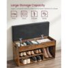 4 Padded Storage Shoe Bench with Cushion Rustic Brown Black