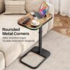 4 Adjustable TV Tray Table Flip Top C Shaped Side Table