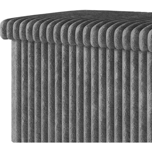 Upholstered Folding Storage Bench Tufted Corduroy Fabric Gray