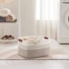 Woven Rope Laundry Basket with Handles Storage Bin White Brown