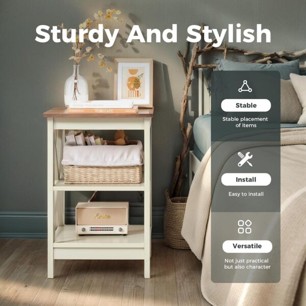 4 Farmhouse Nightstand Set Two Three Tier Side Tables White