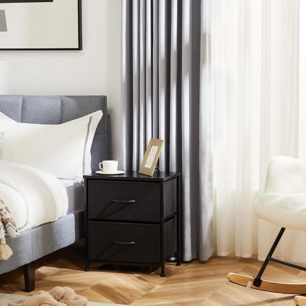 Nightstand Set with Fabric Drawers Small Bedroom Storage End Tables